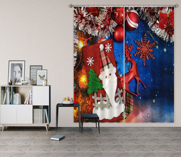 3D Santa Claus 52099 Christmas Curtains Drapes Xmas