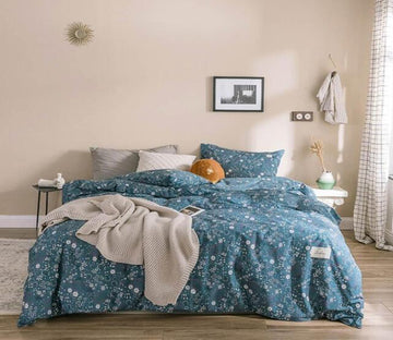 3D Blue And White Small Floral 6193 Bed Pillowcases Quilt