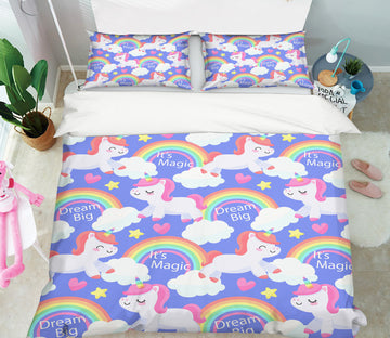 3D Rainbow Cloud Unicorn 60259 Bed Pillowcases Quilt