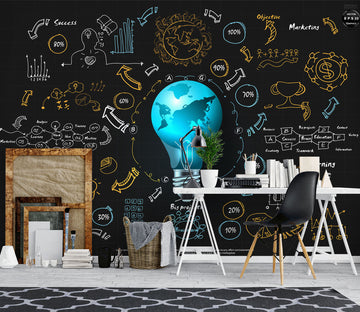 3D Blue Light Bulb 1093 Wall Murals