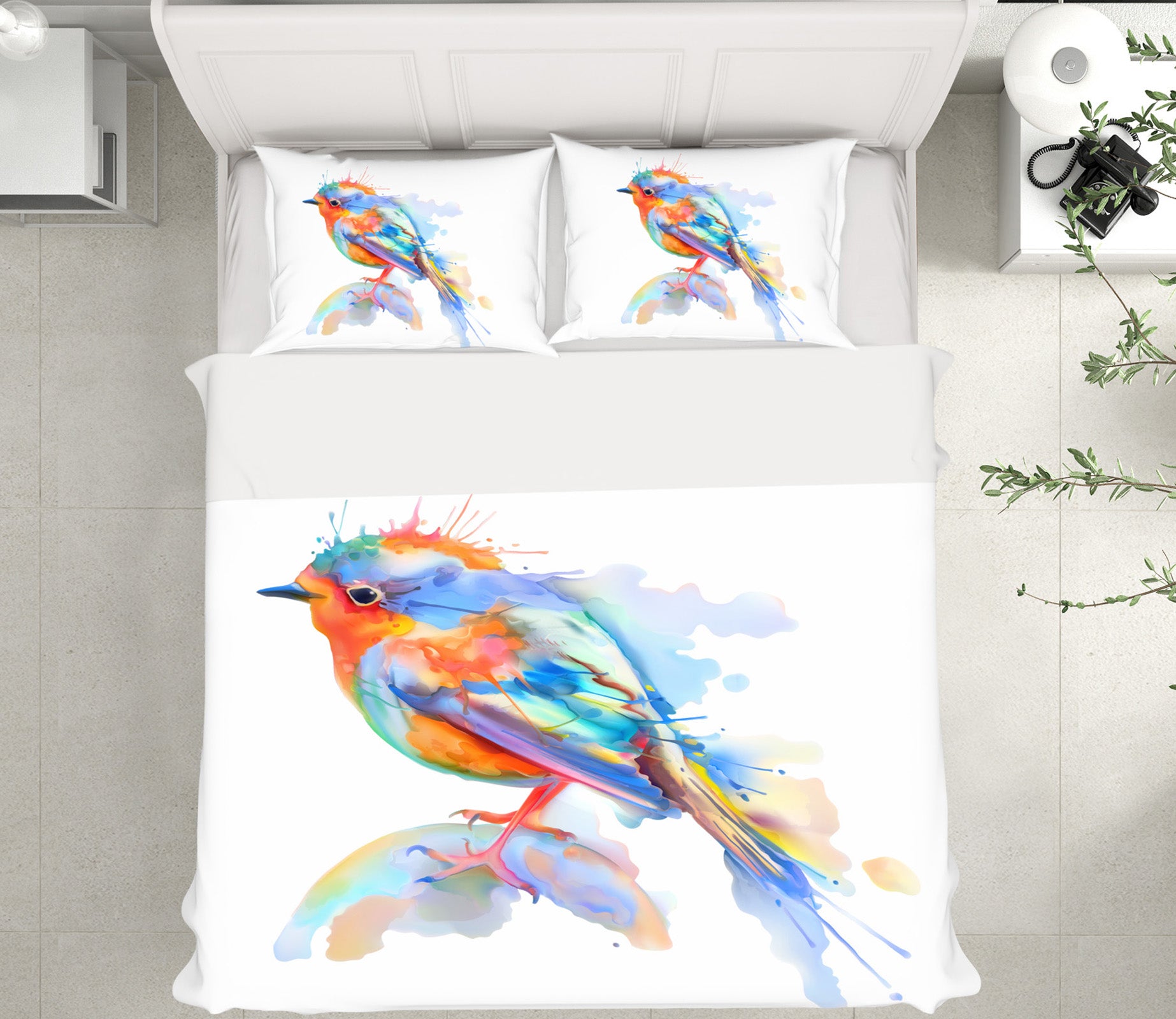 3D Colorful Watercolor Sparrow 58228 Bed Pillowcases Quilt