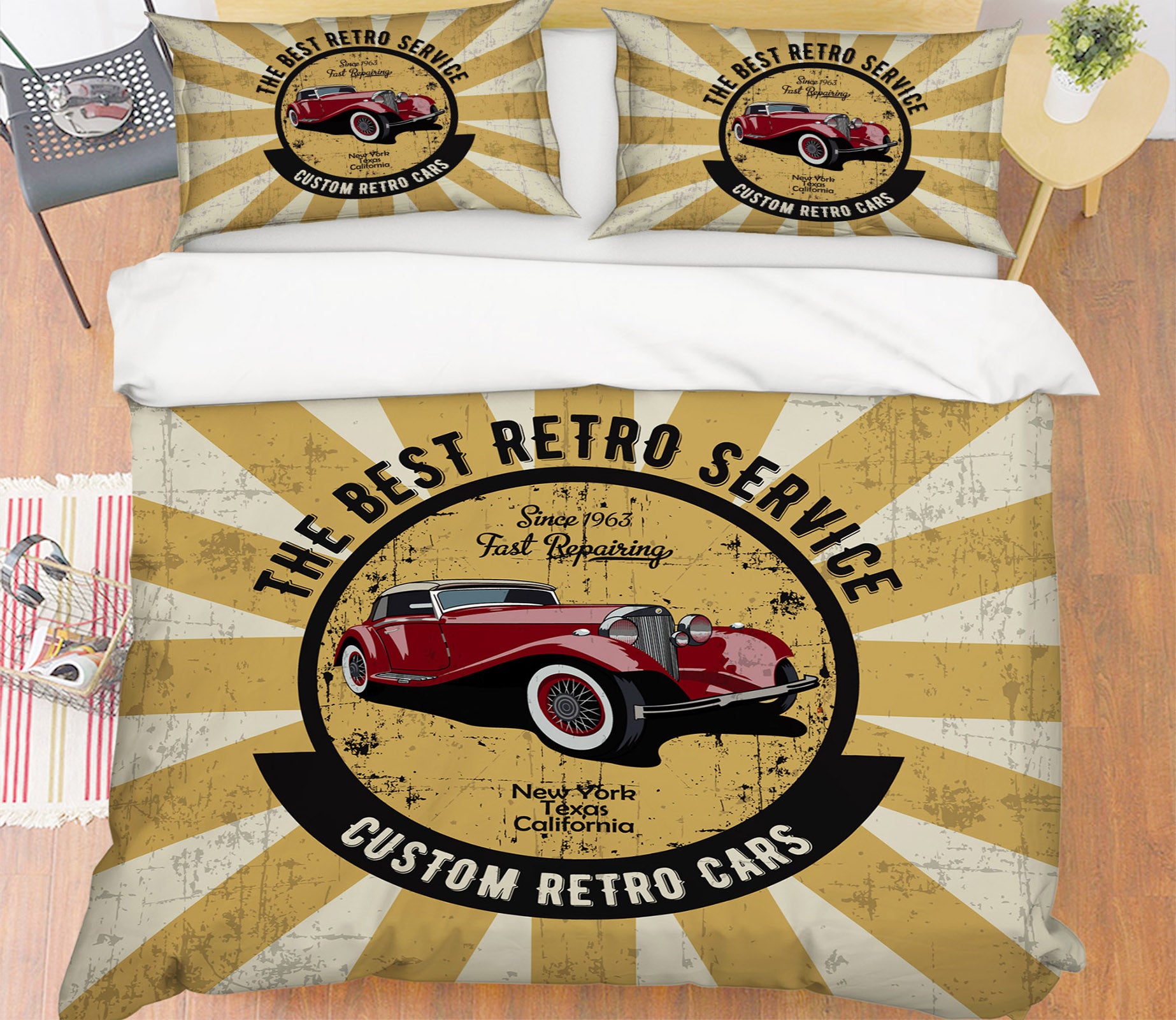 3D Red Car 59017 Bed Pillowcases Quilt