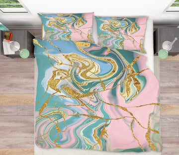 3D Pink Green Golden Texture 60013 Bed Pillowcases Quilt