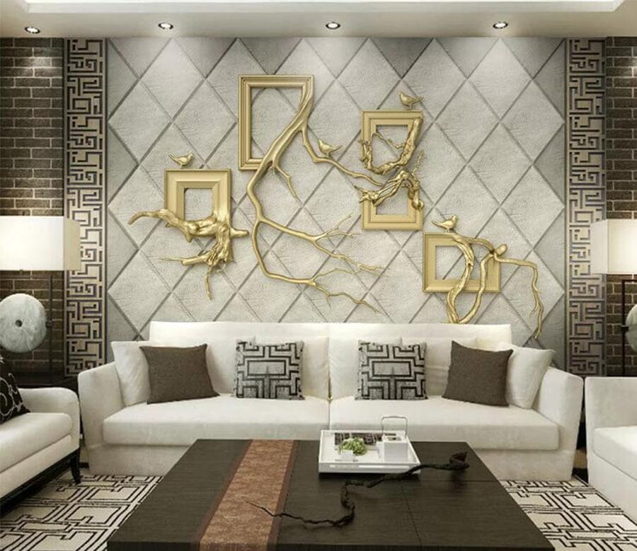 3D Gold Pattern WC158 Wall Murals Wallpaper AJ Wallpaper 2 