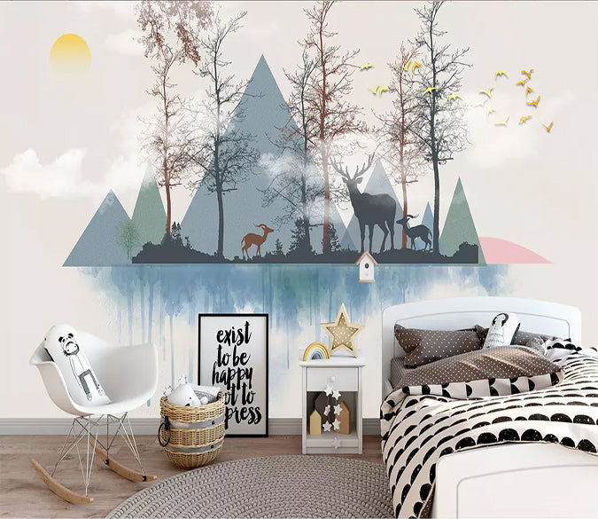 3D Deer Forest 1609 Wall Murals Wallpaper AJ Wallpaper 2 