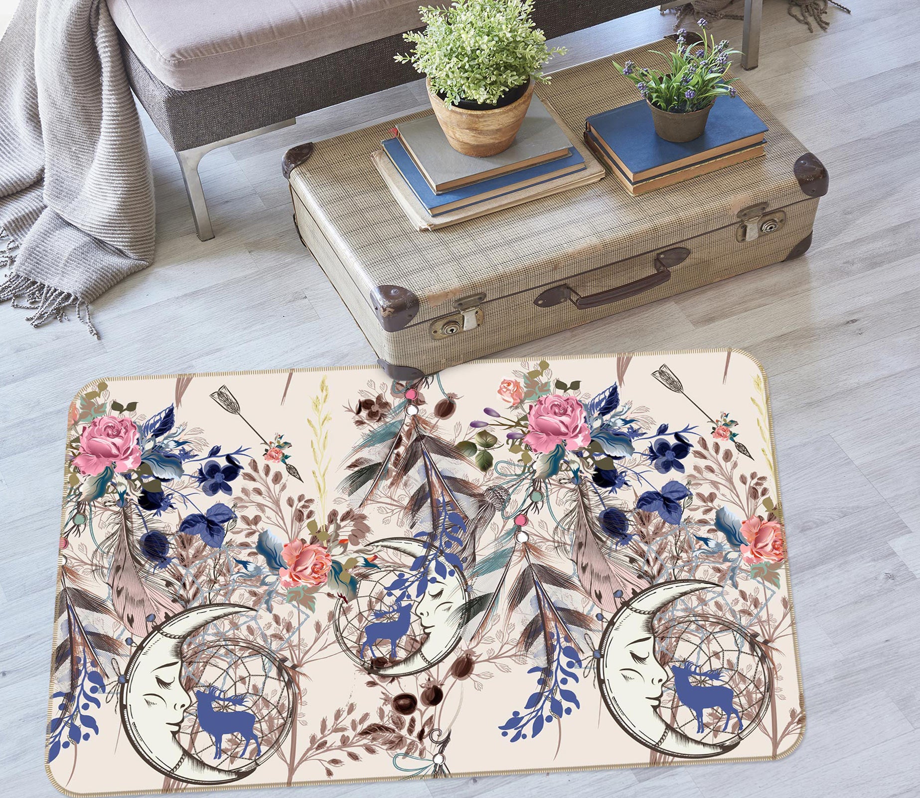 3D Flowers Dreamcatcher 37066 Non Slip Rug Mat