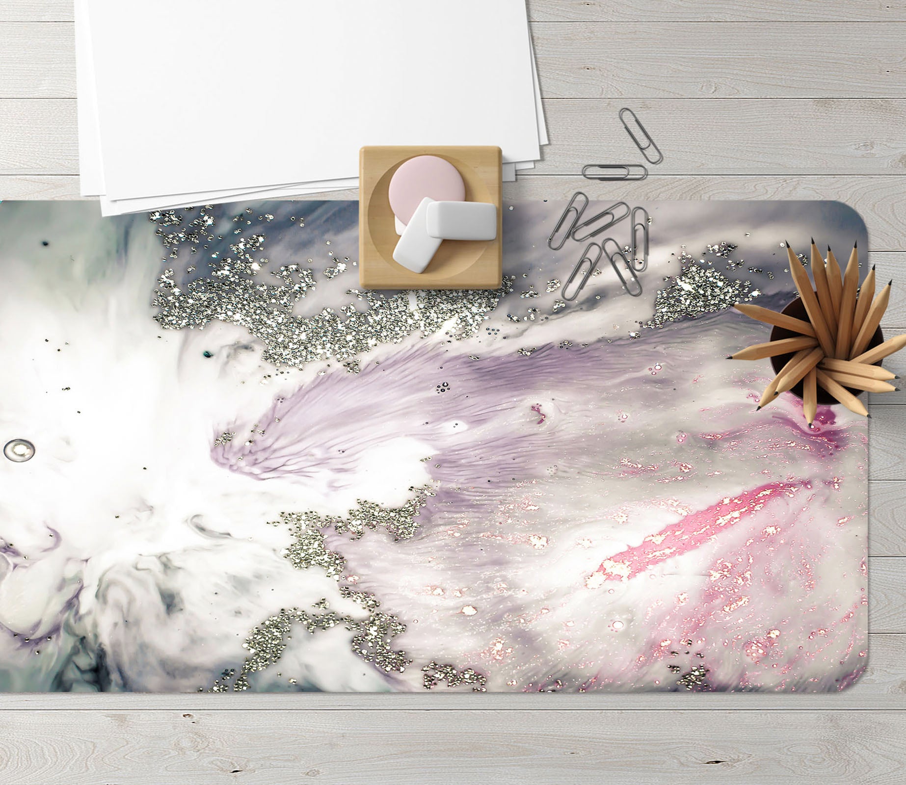 3D Grey Pink Pattern 18033 Desk Mat