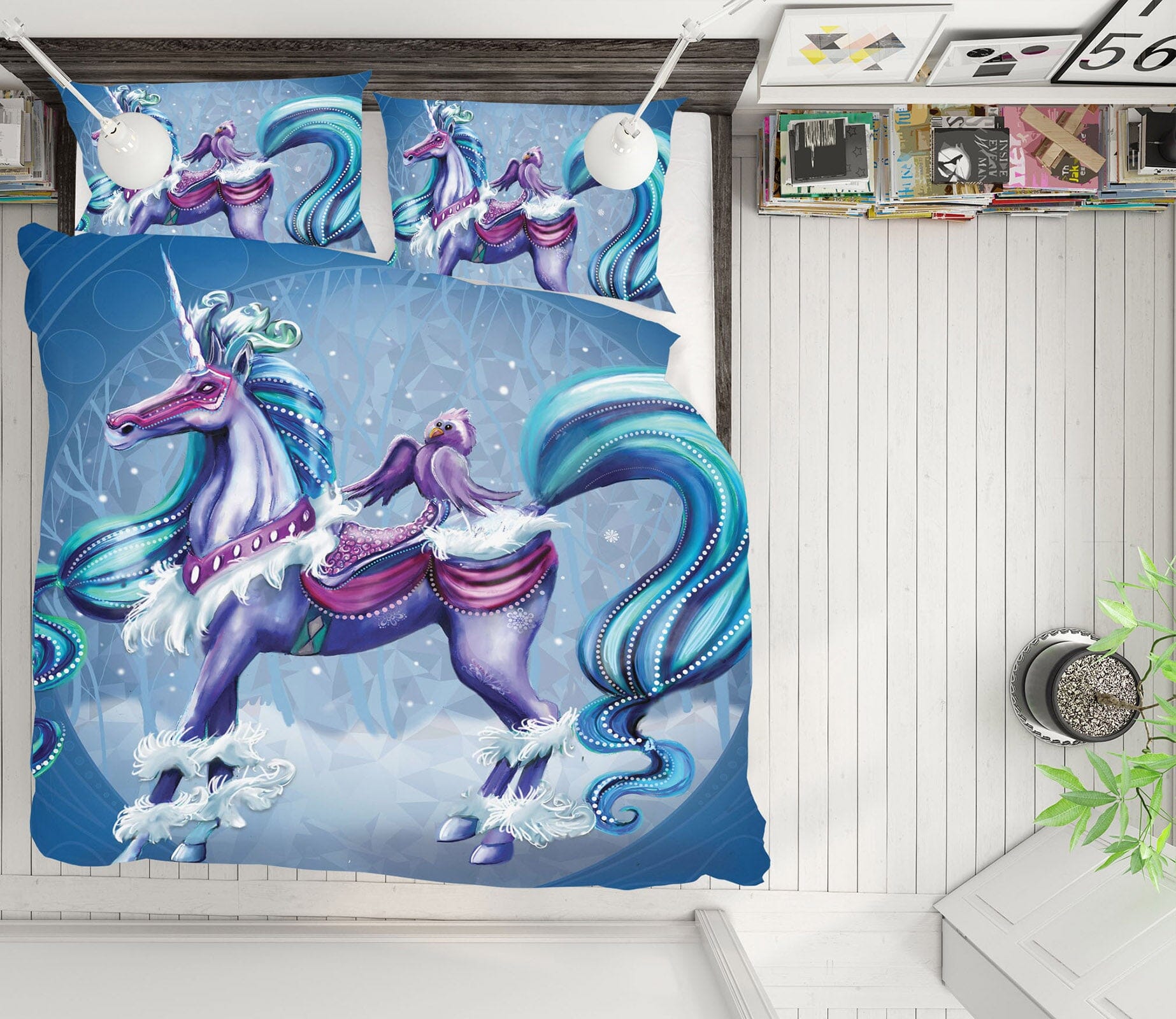 3D Cold Unicorn 132 Rose Catherine Khan Bedding Bed Pillowcases Quilt Quiet Covers AJ Creativity Home 