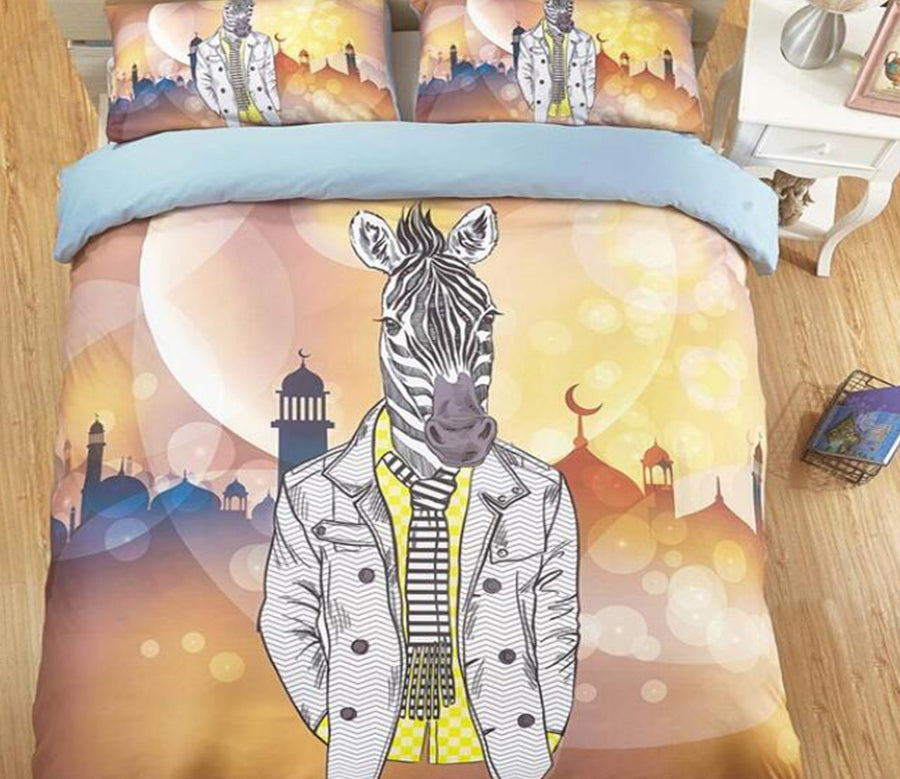 3D Zebra In Clothes 6173 Bed Pillowcases Quilt
