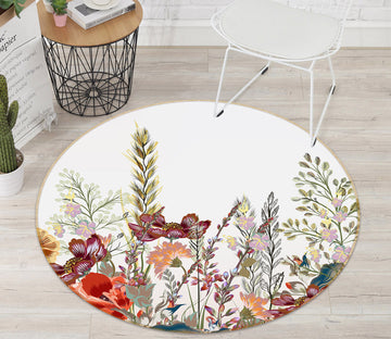 3D Flower Bush 29023 Round Non Slip Rug Mat