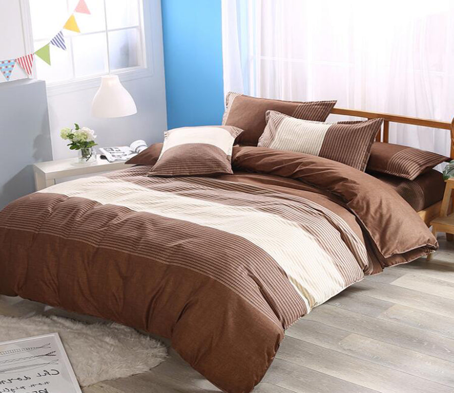 3D Rice Coffee Stitching 1195 Bed Pillowcases Quilt