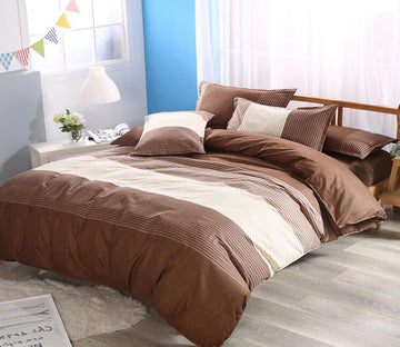 3D Rice Coffee Stitching 1195 Bed Pillowcases Quilt