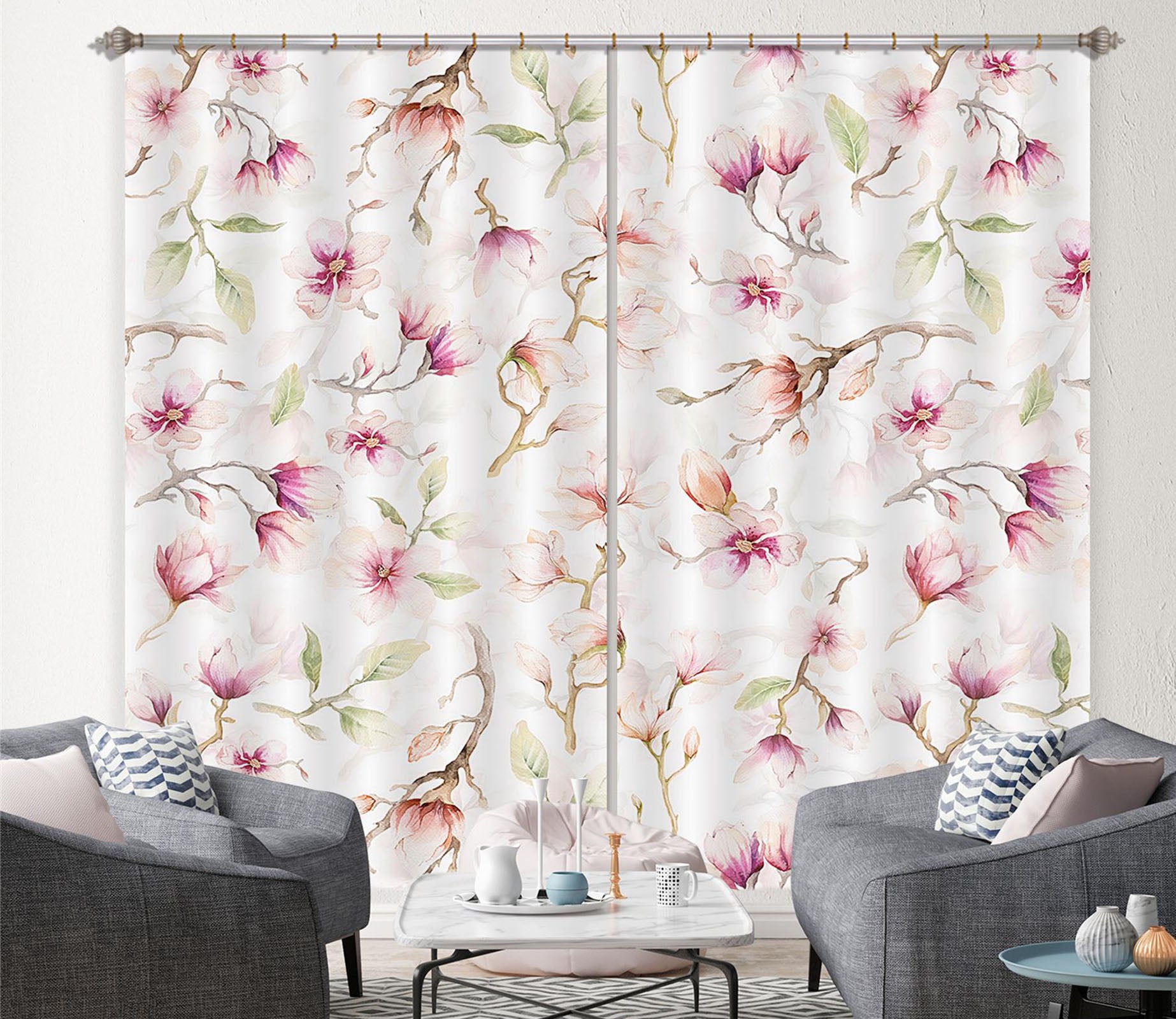 3D Flower Branch 247 Uta Naumann Curtain Curtains Drapes
