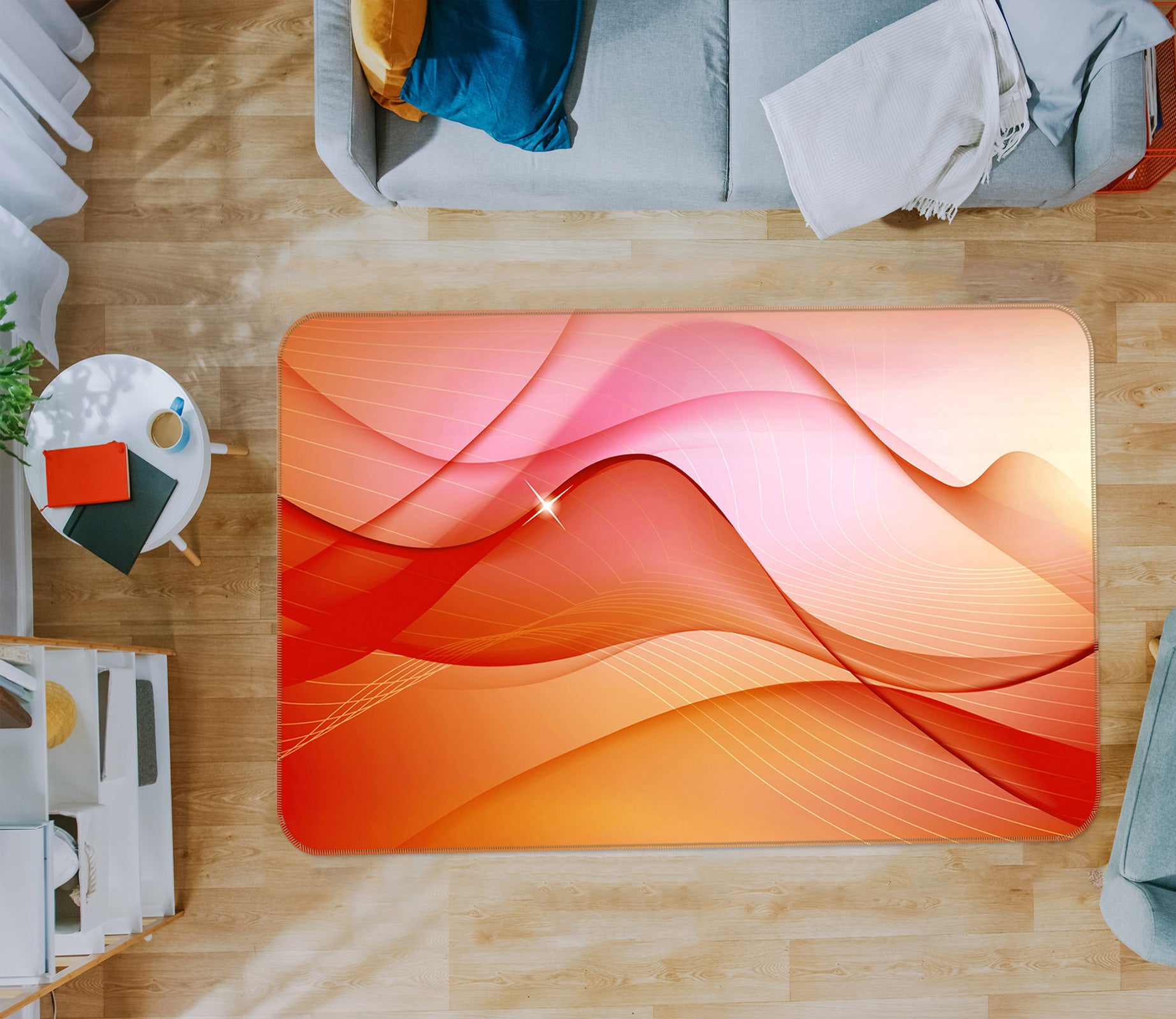 3D Red Wave 76008 Non Slip Rug Mat