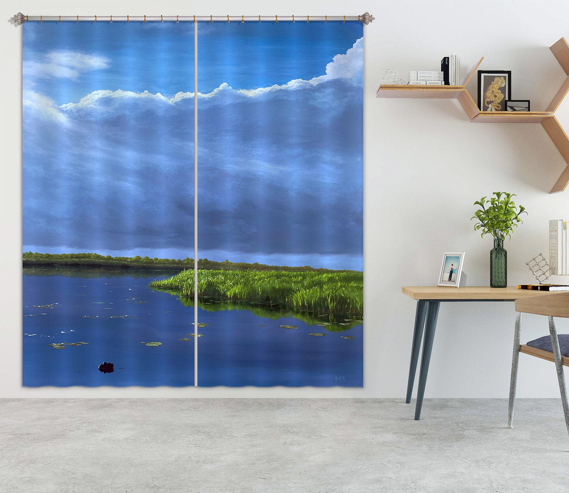 3D Lakeside Meadow 9763 Marina Zotova Curtain Curtains Drapes