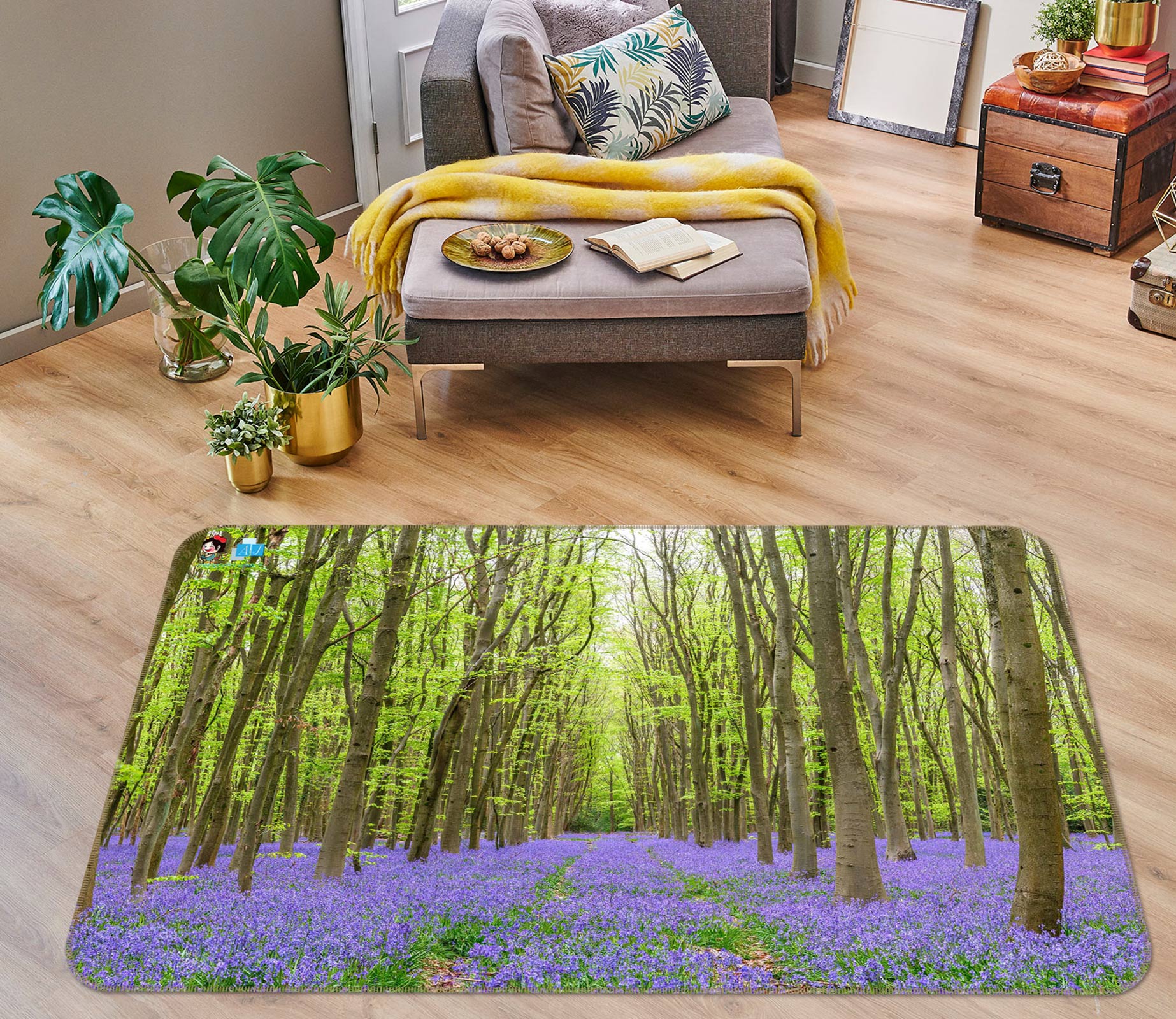 3D Purple Flower Forest 6898 Assaf Frank Rug Non Slip Rug Mat