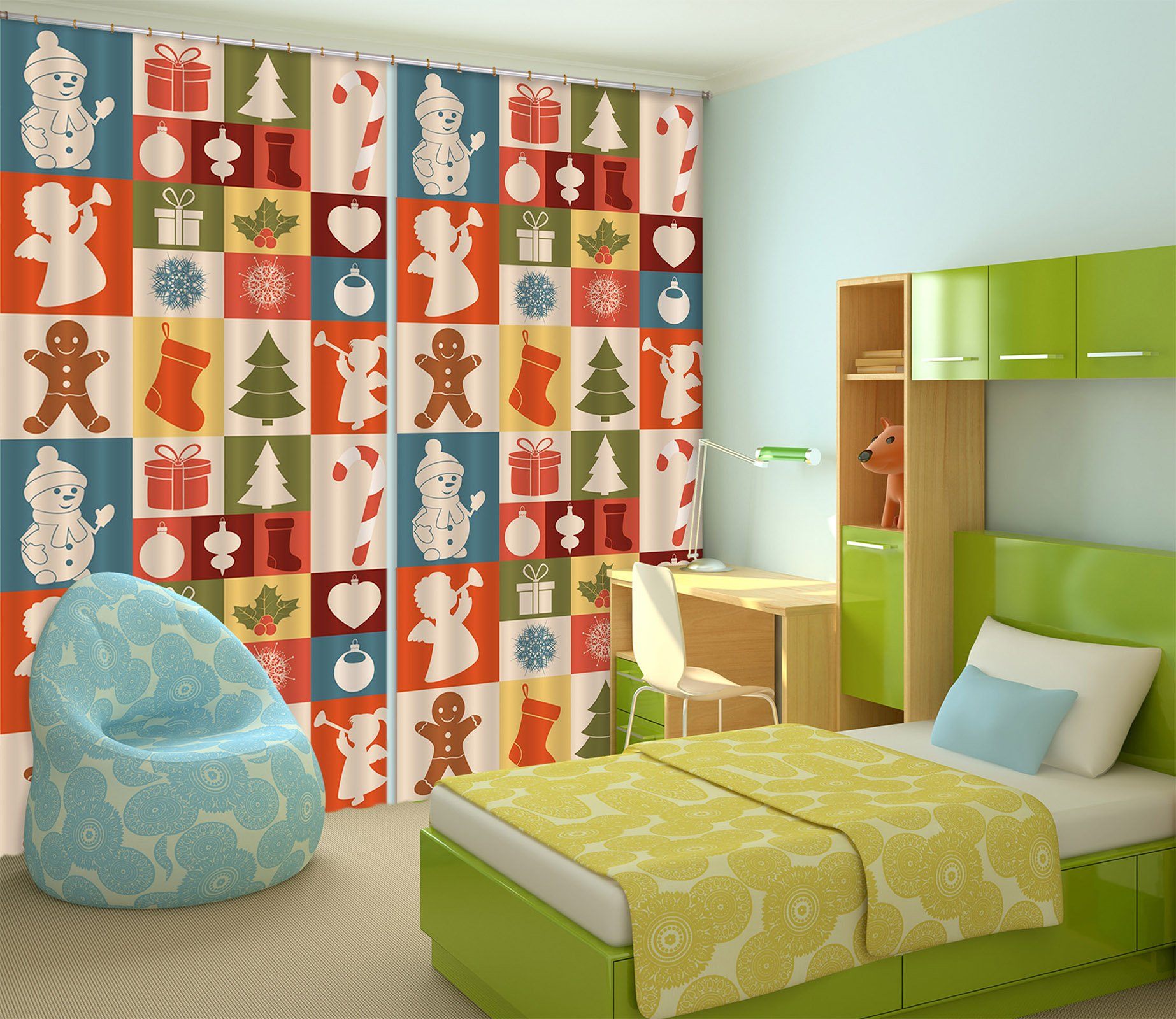 3D Palace Christmas Pattern 64 Curtains Drapes Curtains AJ Creativity Home 