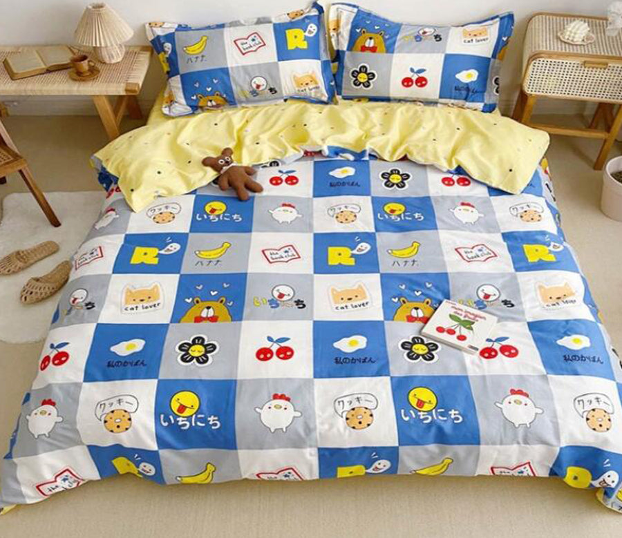 3D Blue Plaid Bear 5039 Bed Pillowcases Quilt