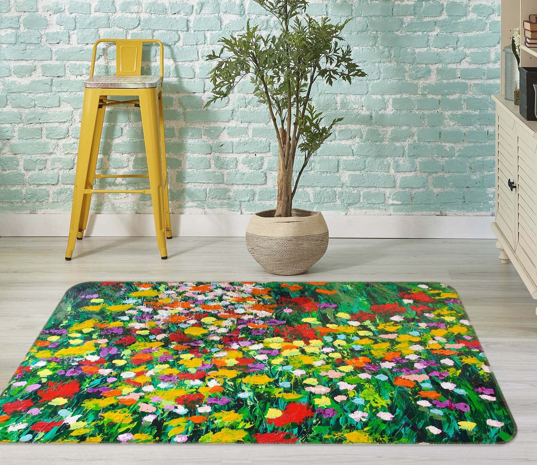 3D Floral Eruption 1002 Allan P. Friedlander Rug Non Slip Rug Mat Mat AJ Creativity Home 