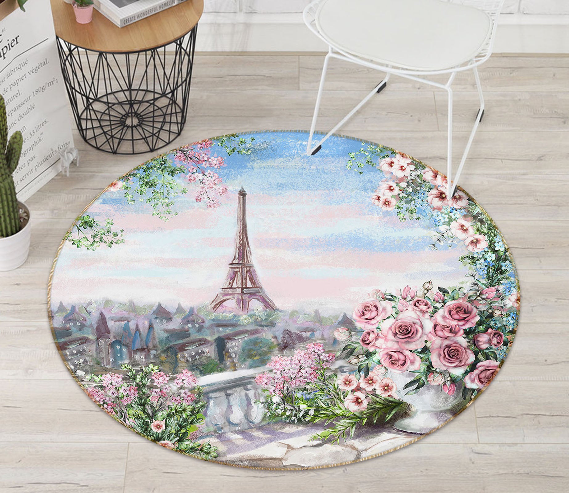 3D Iron Tower Garden 37012 Round Non Slip Rug Mat
