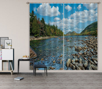 3D Mountain Stone Water 61225 Kathy Barefield Curtain Curtains Drapes