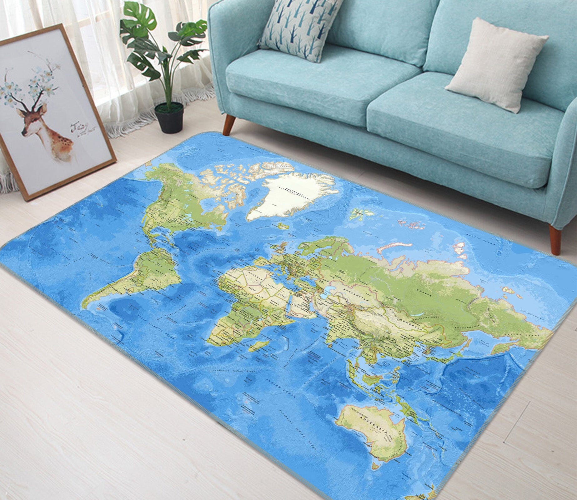 3D Blue Ocean 303 World Map Non Slip Rug Mat Mat AJ Creativity Home 