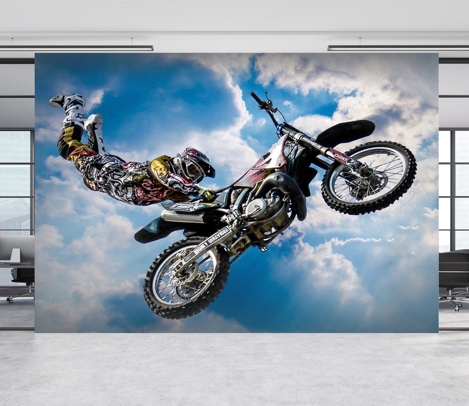 3D Motorcycle Flies Up 128 Vehicle Wall Murals