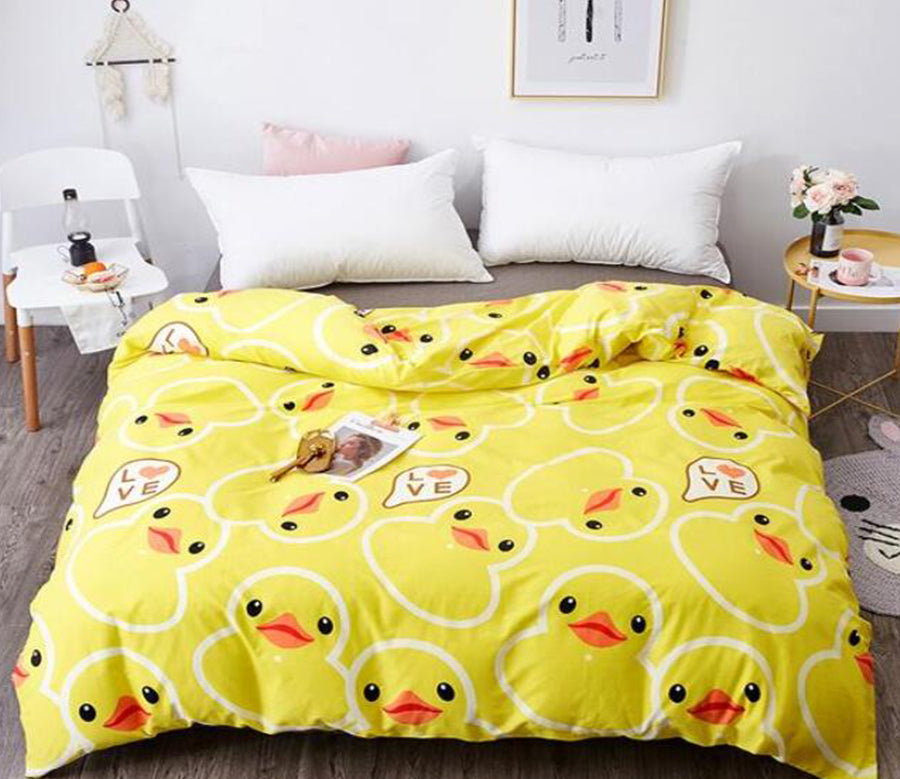 3D Little Yellow Duck 3143 Bed Pillowcases Quilt