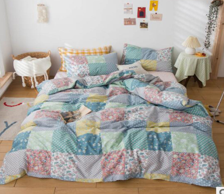 3D Colorful Floral Square 15098 Bed Pillowcases Quilt