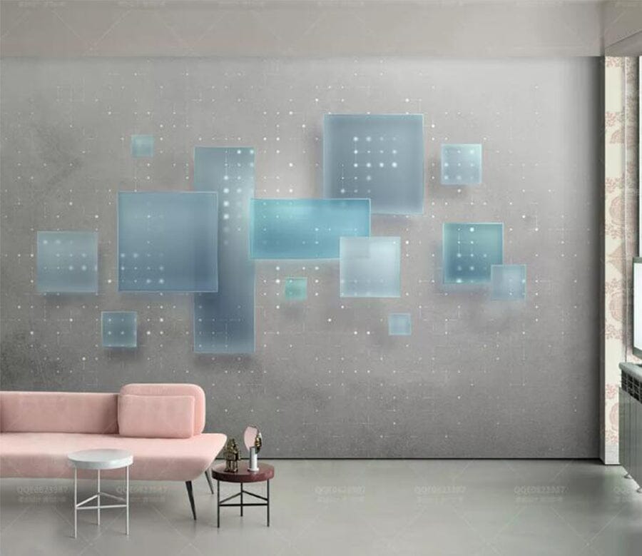 3D Blue Geometry WC127 Wall Murals Wallpaper AJ Wallpaper 2 