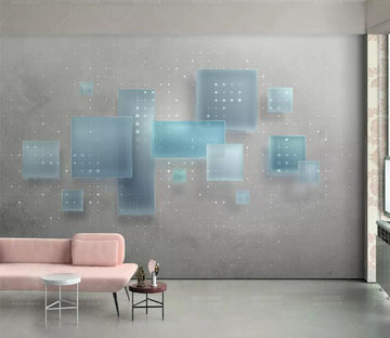 3D Blue Geometry WC127 Wall Murals