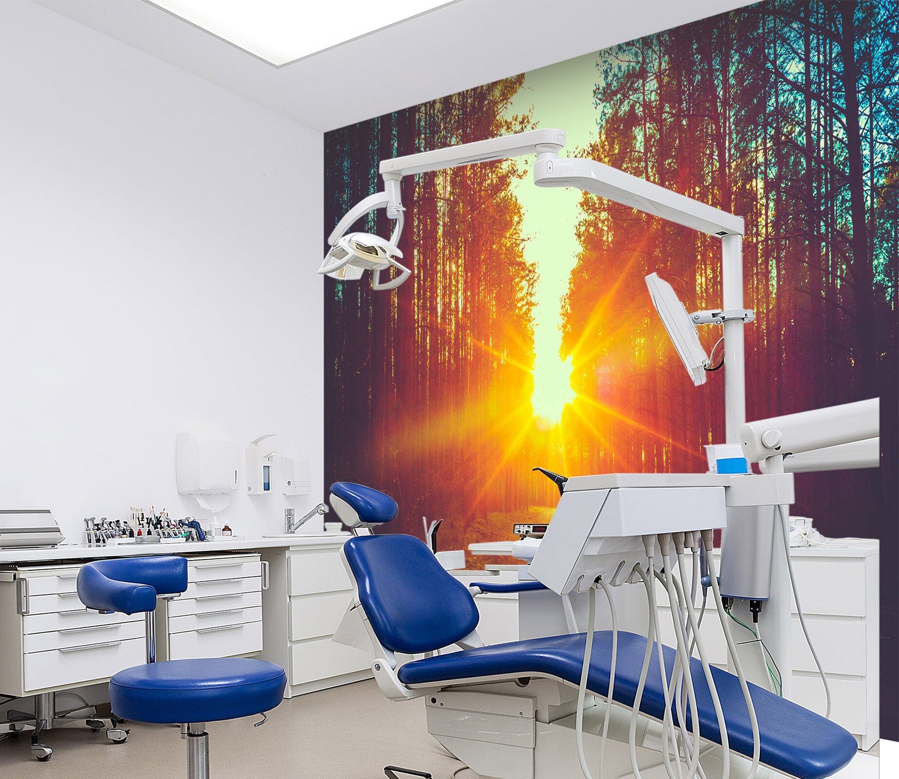 3D Sunset Forest 051 Wall Murals Wallpaper AJ Wallpaper 2 