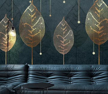 3D Golden Leaves 2862 Wall Murals Wallpaper AJ Wallpaper 2 
