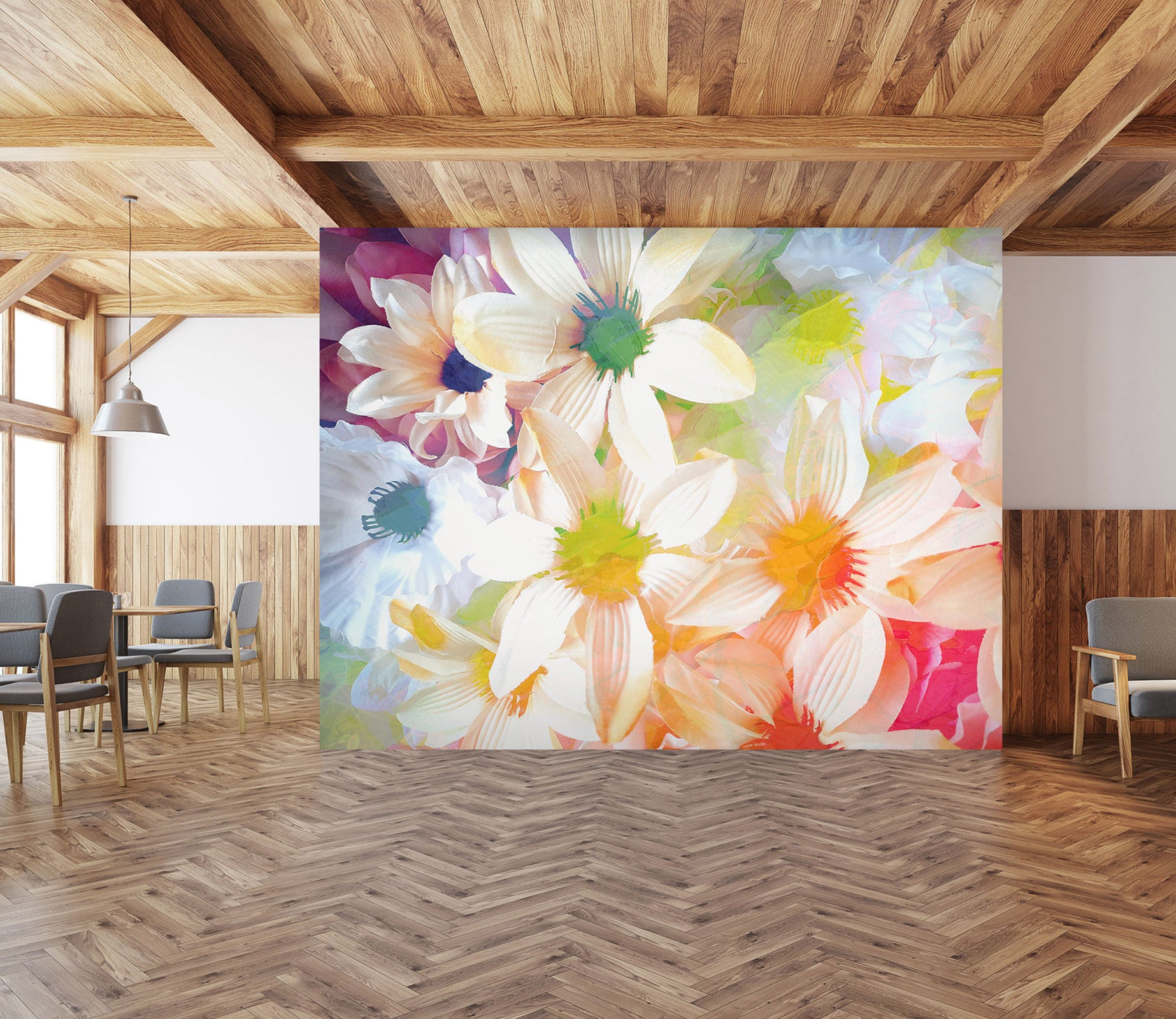 3D White Flowers 19120 Shandra Smith Wall Mural Wall Murals