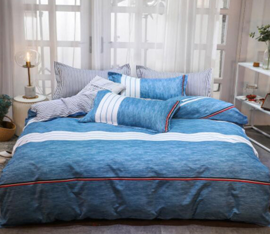 3D Blue And White Stitching 5187 Bed Pillowcases Quilt