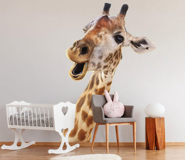 3D Giraffe Open Mouth 157 Animals Wall Stickers Wallpaper AJ Wallpaper 