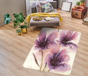 3D Light Purple Flowers 76139 Non Slip Rug Mat