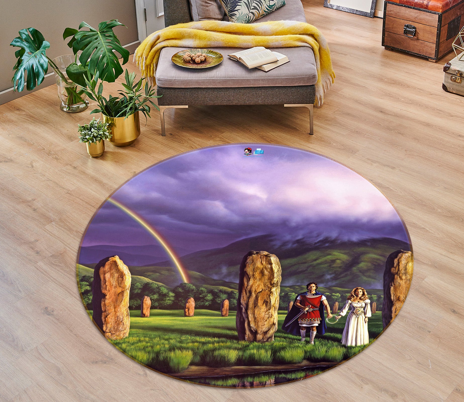 3D Stones Of Years 85151 Jerry LoFaro Rug Round Non Slip Rug Mat