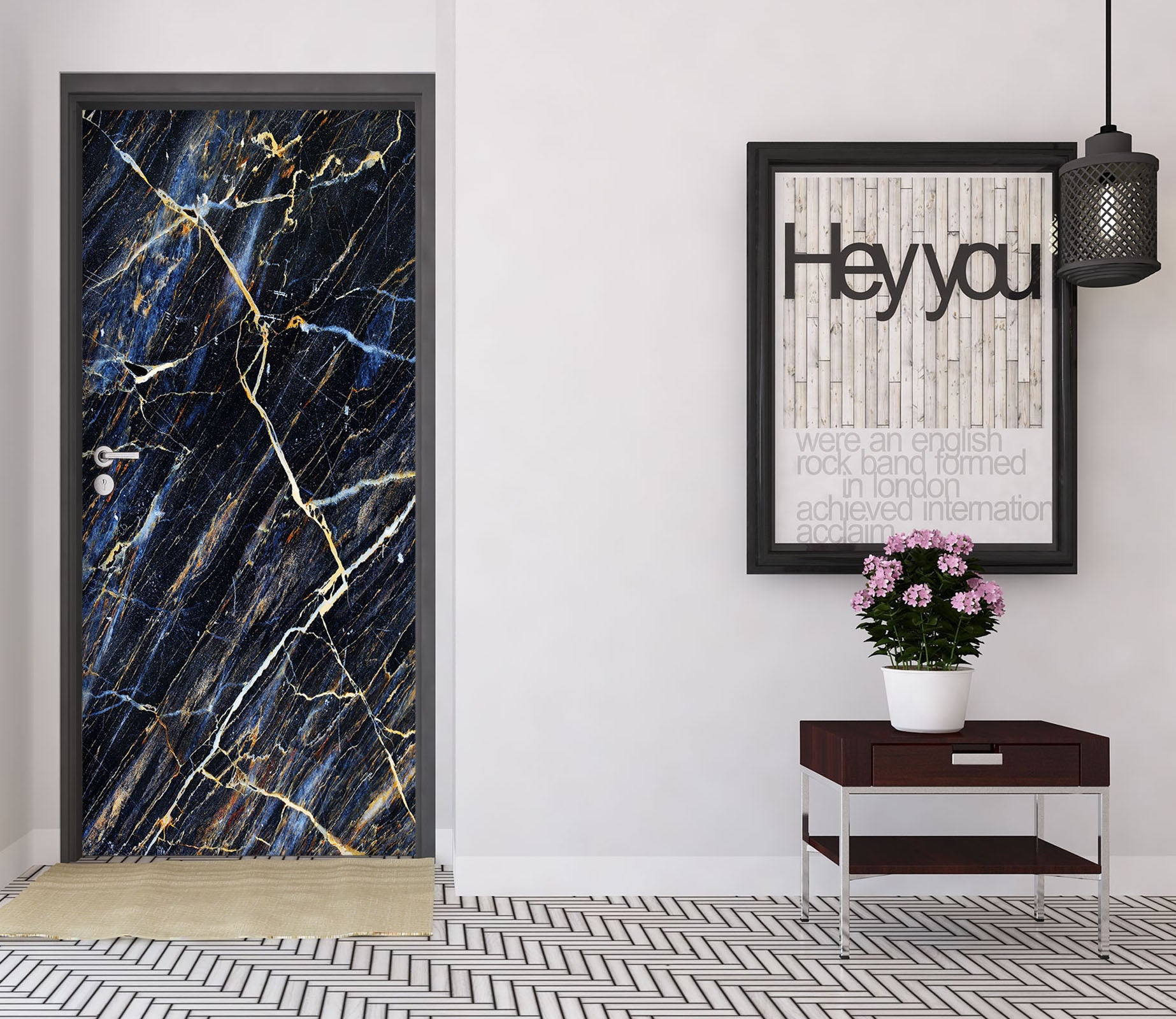 3D Black Marble 25134 Door Mural
