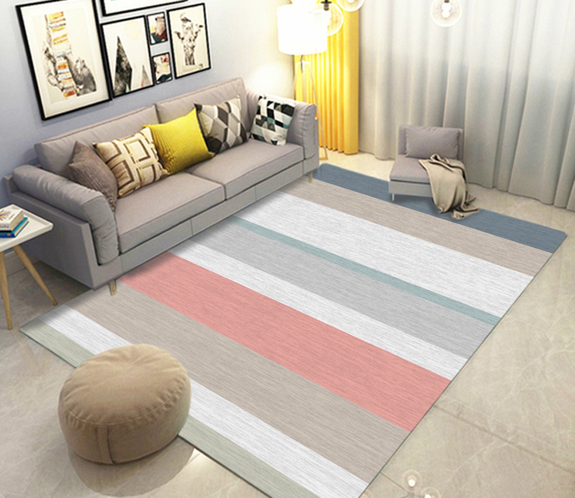 3D Color Stripe WG260 Non Slip Rug Mat Mat AJ Creativity Home 