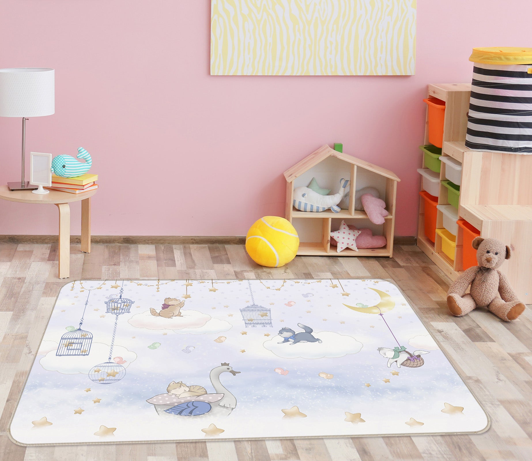 3D Star Moon Swan 34046 Non Slip Rug Mat