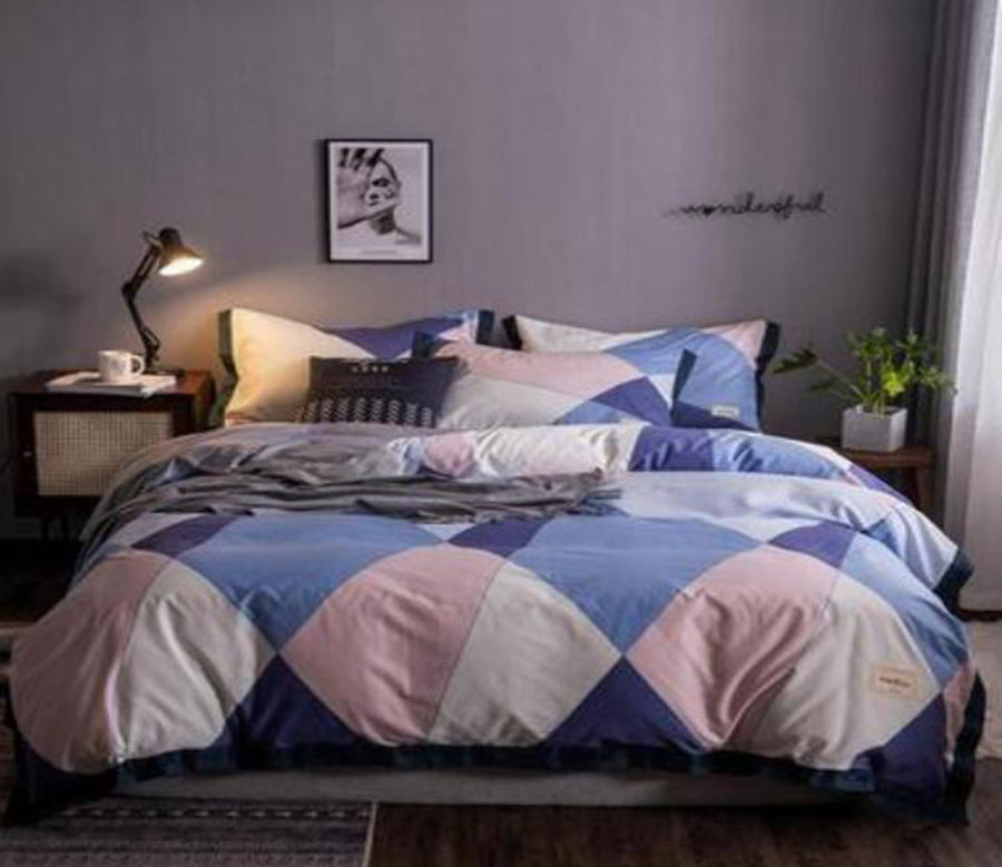 3D Blue Pink Diamond 14037 Bed Pillowcases Quilt