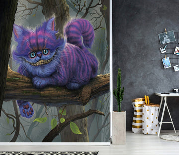 3D Purple Cat 1420 Wall Murals Exclusive Designer Vincent Wallpaper AJ Wallpaper 2 