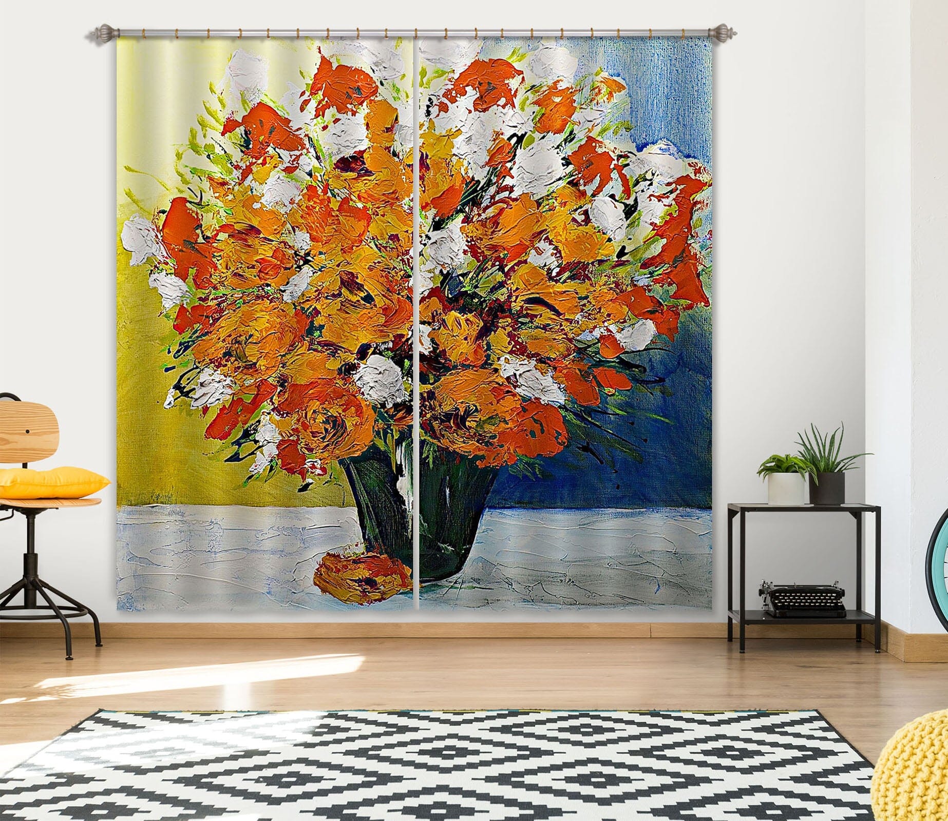 3D Painted Flowers 122 Allan P. Friedlander Curtain Curtains Drapes Curtains AJ Creativity Home 