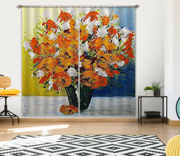 3D Painted Flowers 122 Allan P. Friedlander Curtain Curtains Drapes Curtains AJ Creativity Home 