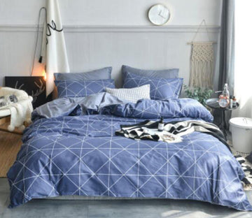 3D Dark Blue Lines 15090 Bed Pillowcases Quilt