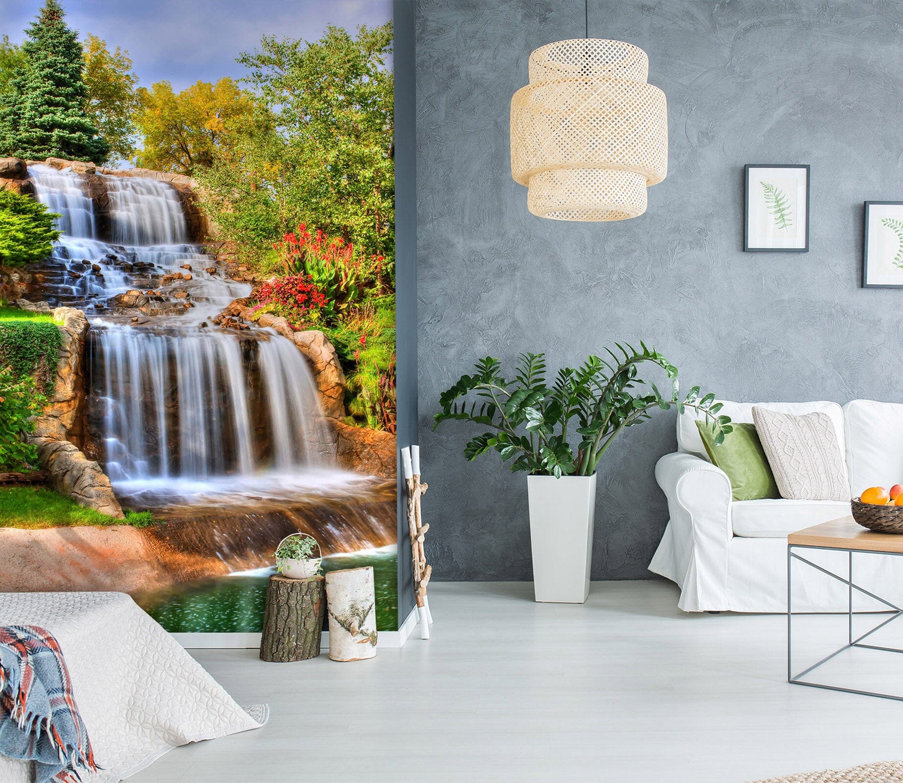 3D Forest Waterfall 1965 Wall Murals Wallpaper AJ Wallpaper 2 