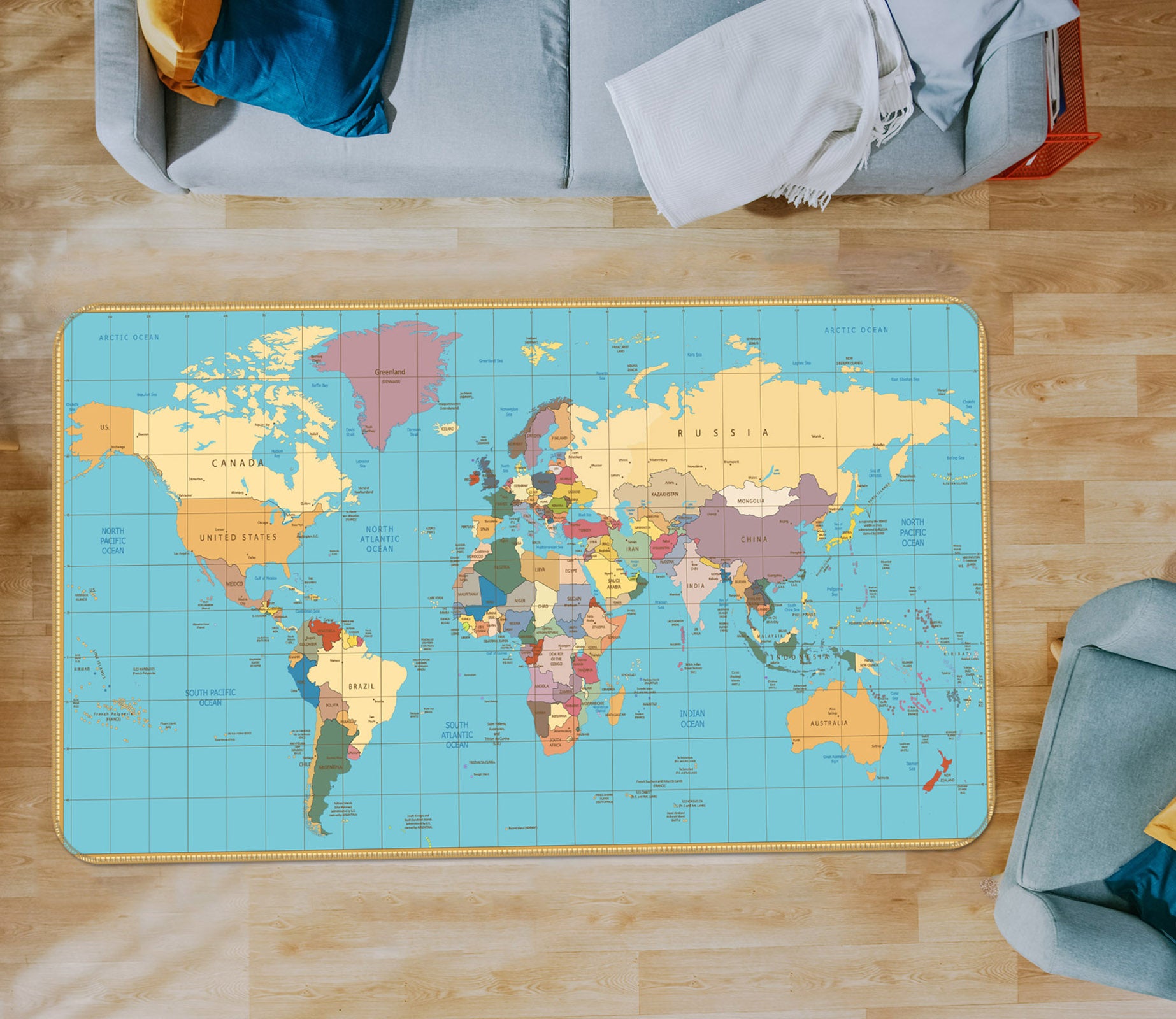 3D Map 36061 Non Slip Rug Mat
