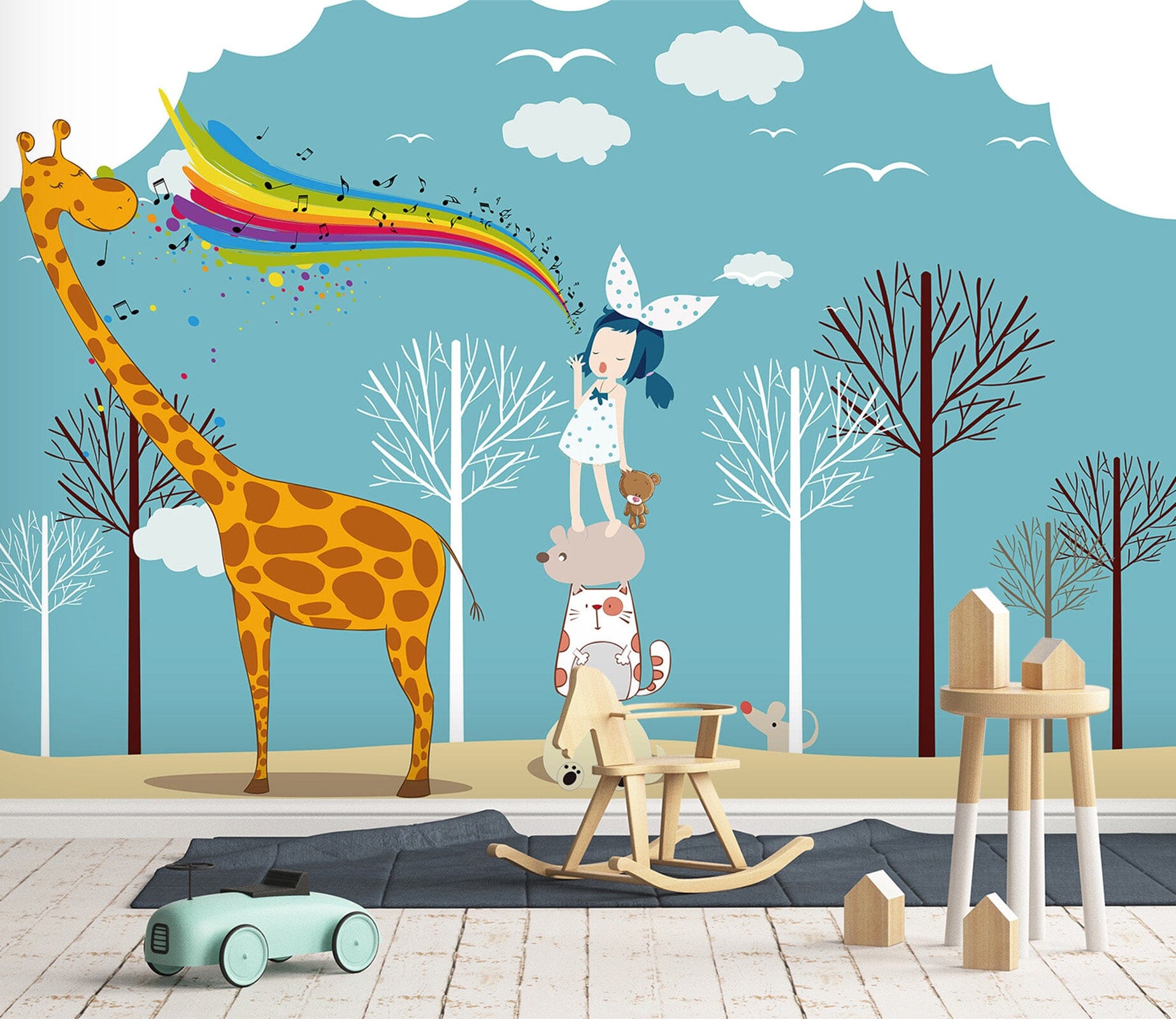 3D Giraffe Forest 1641 Wall Murals Wallpaper AJ Wallpaper 2 
