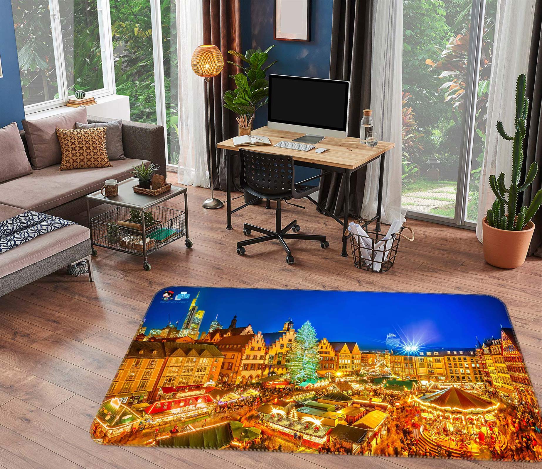 3D Golden House 54232 Christmas Non Slip Rug Mat Xmas